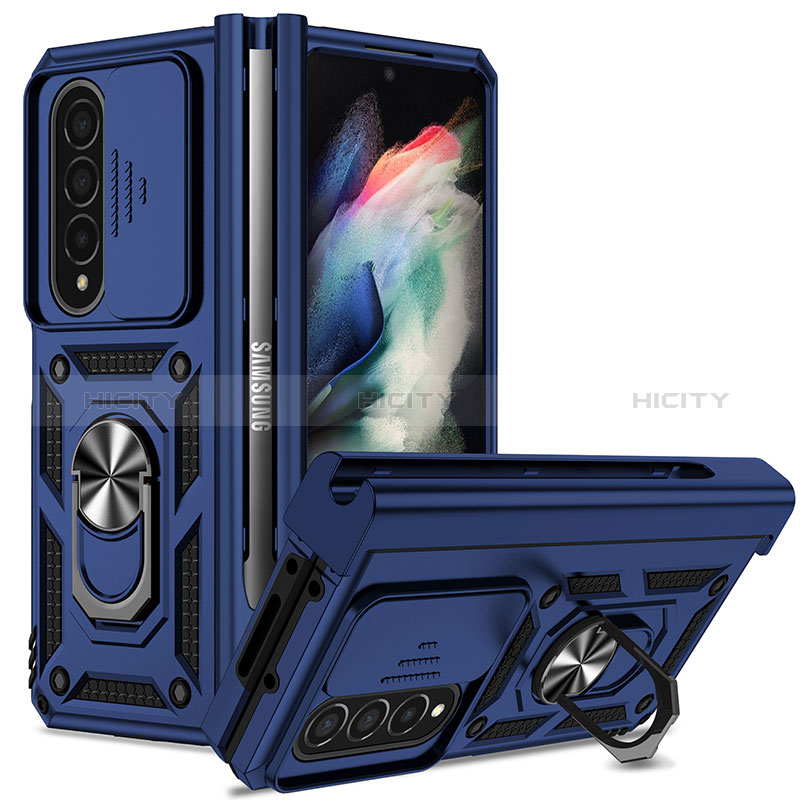 Funda Bumper Silicona y Plastico Mate Carcasa con Magnetico Anillo de dedo Soporte MQ6 para Samsung Galaxy Z Fold3 5G