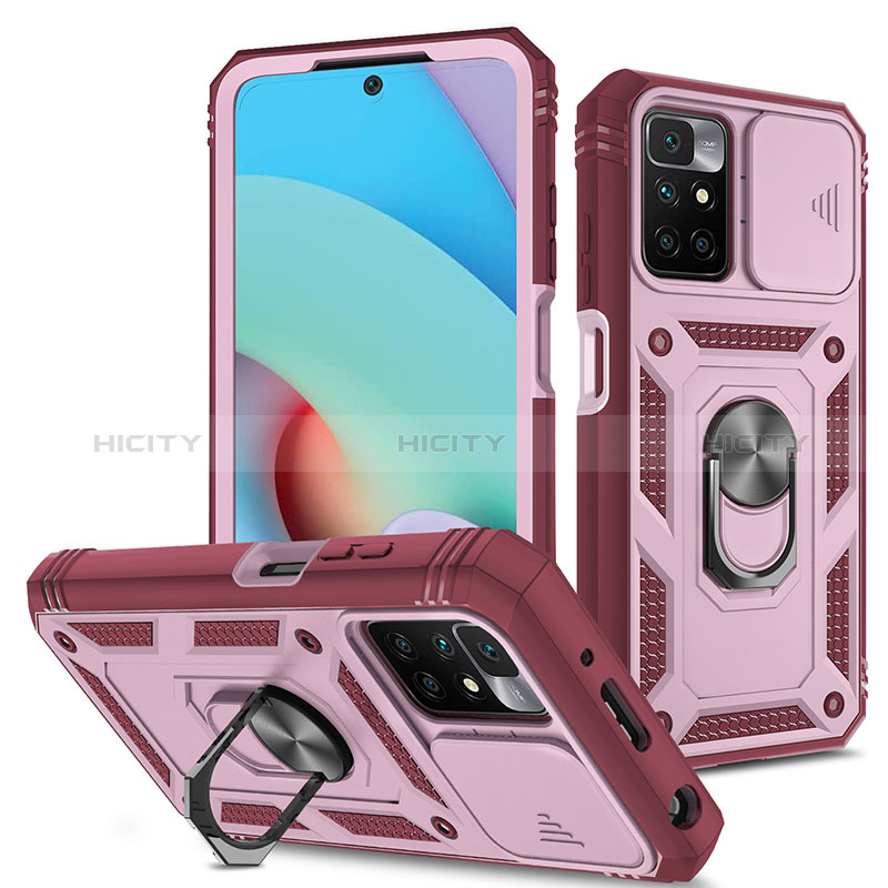 Funda Bumper Silicona y Plastico Mate Carcasa con Magnetico Anillo de dedo Soporte MQ6 para Xiaomi Redmi 10 (2022)