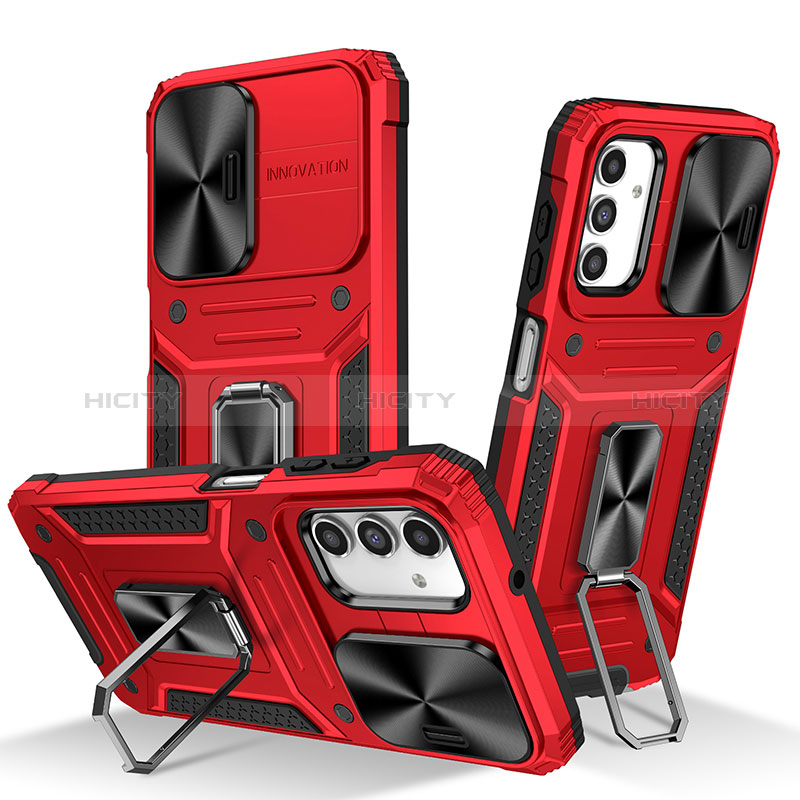 Funda Bumper Silicona y Plastico Mate Carcasa con Magnetico Anillo de dedo Soporte MQ7 para Samsung Galaxy A04s Rojo