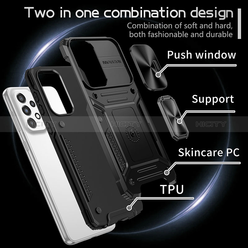 Funda Bumper Silicona y Plastico Mate Carcasa con Magnetico Anillo de dedo Soporte MQ7 para Samsung Galaxy A33 5G