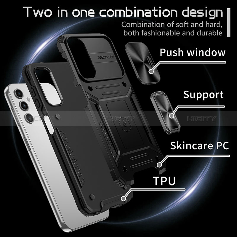 Funda Bumper Silicona y Plastico Mate Carcasa con Magnetico Anillo de dedo Soporte MQ7 para Samsung Galaxy Jump3 5G