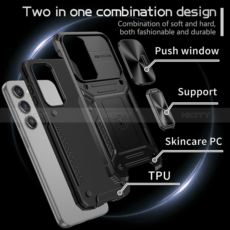 Funda Bumper Silicona y Plastico Mate Carcasa con Magnetico Anillo de dedo Soporte MQ7 para Samsung Galaxy S24 Plus 5G