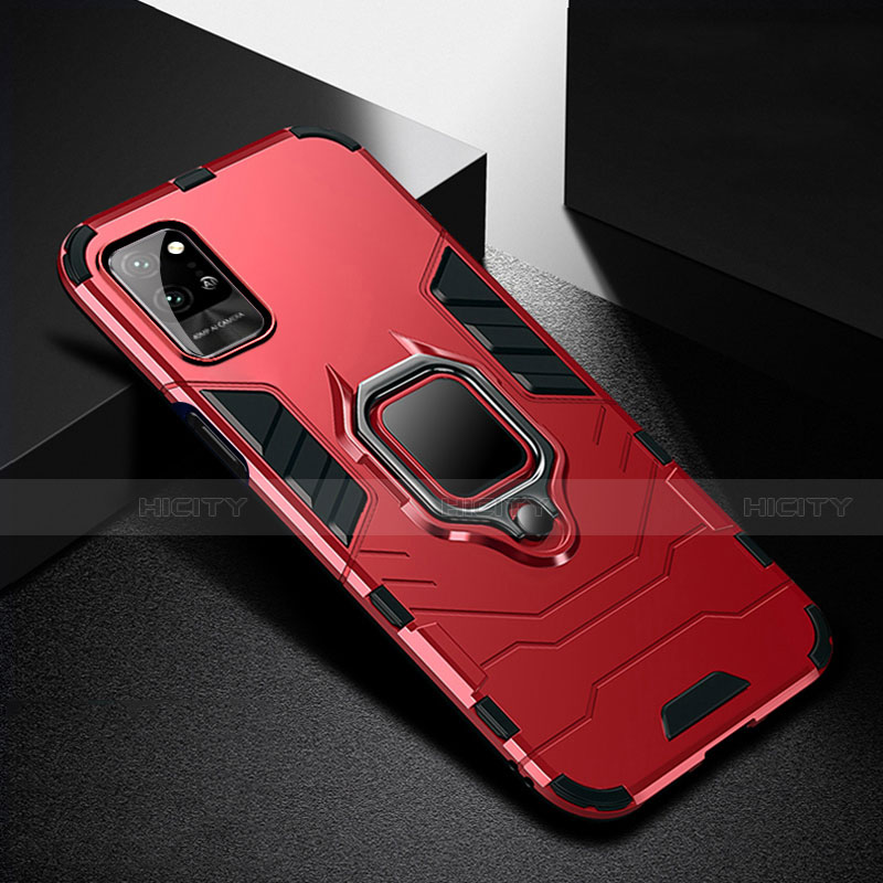 Funda Bumper Silicona y Plastico Mate Carcasa con Magnetico Anillo de dedo Soporte N01 para Huawei Honor Play4 Pro 5G