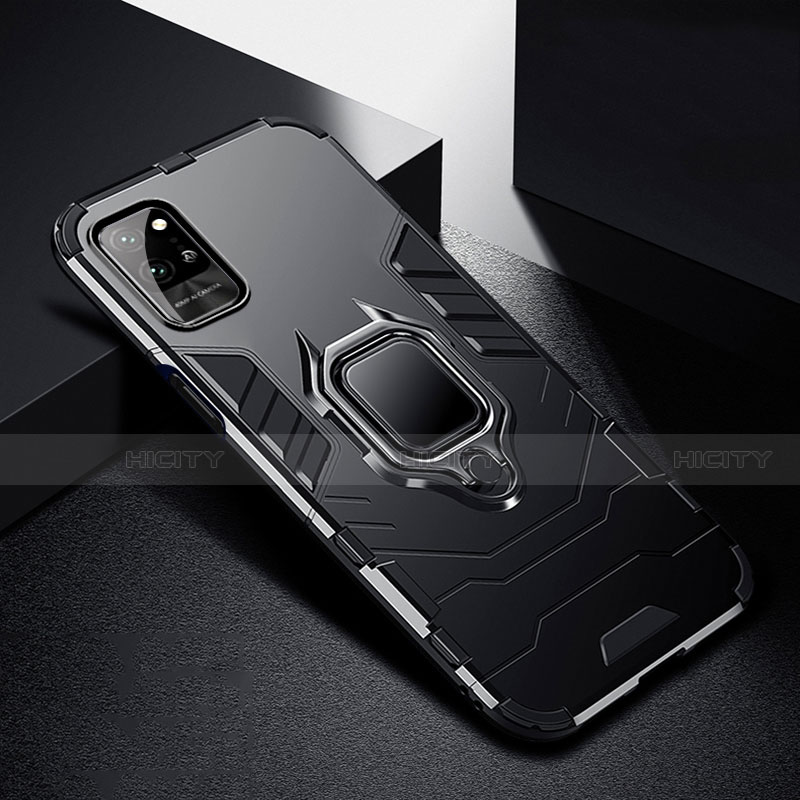 Funda Bumper Silicona y Plastico Mate Carcasa con Magnetico Anillo de dedo Soporte N01 para Huawei Honor Play4 Pro 5G