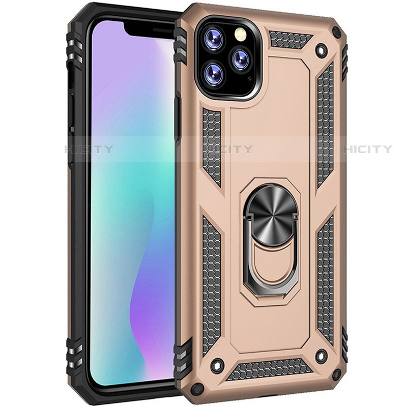 Funda Bumper Silicona y Plastico Mate Carcasa con Magnetico Anillo de dedo Soporte para Apple iPhone 11 Pro