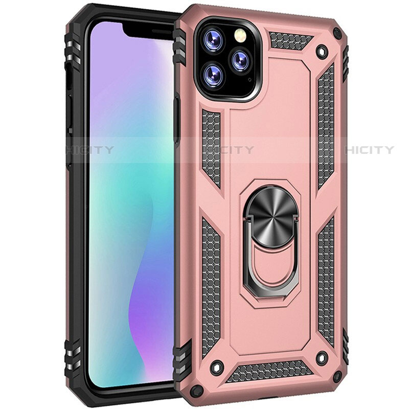 Funda Bumper Silicona y Plastico Mate Carcasa con Magnetico Anillo de dedo Soporte para Apple iPhone 11 Pro