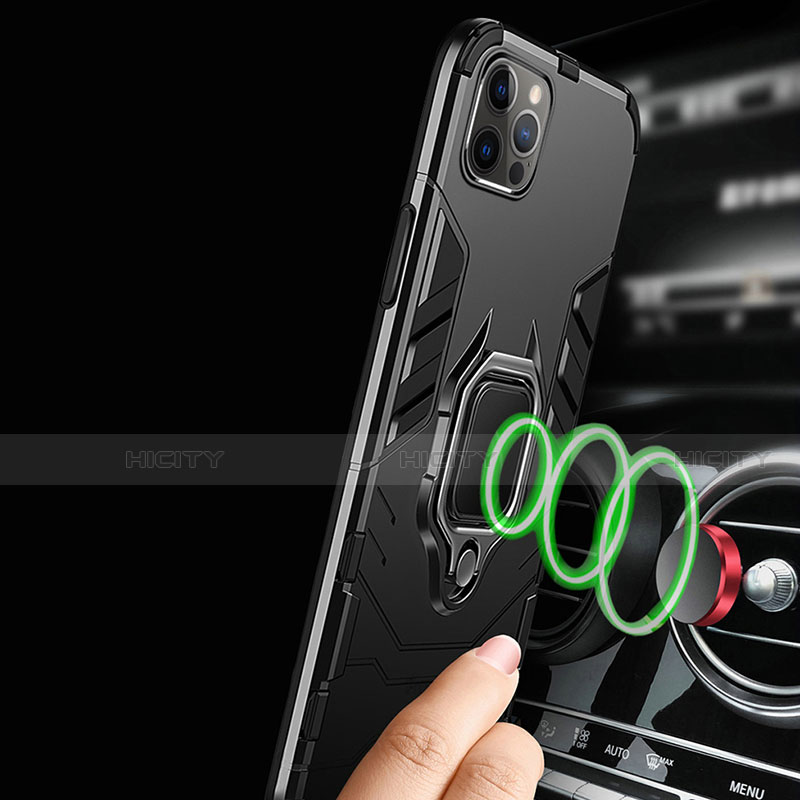 Funda Bumper Silicona y Plastico Mate Carcasa con Magnetico Anillo de dedo Soporte para Apple iPhone 13 Mini