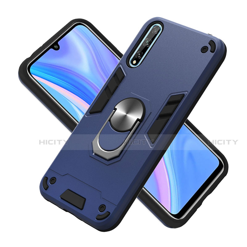 Funda Bumper Silicona y Plastico Mate Carcasa con Magnetico Anillo de dedo Soporte para Huawei Enjoy 10S