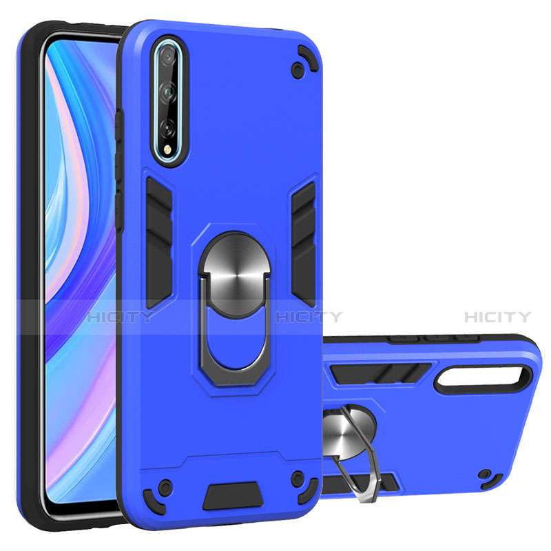 Funda Bumper Silicona y Plastico Mate Carcasa con Magnetico Anillo de dedo Soporte para Huawei Enjoy 10S