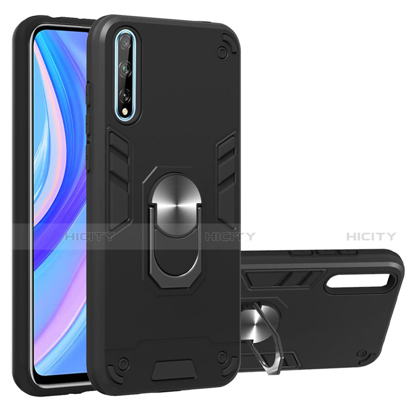 Funda Bumper Silicona y Plastico Mate Carcasa con Magnetico Anillo de dedo Soporte para Huawei Enjoy 10S