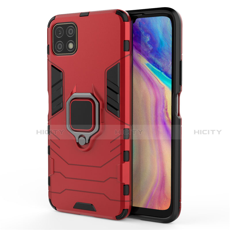 Funda Bumper Silicona y Plastico Mate Carcasa con Magnetico Anillo de dedo Soporte para Huawei Enjoy 20 5G Rojo