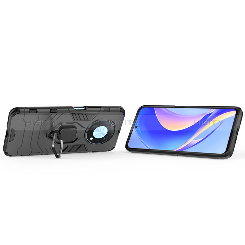 Funda Bumper Silicona y Plastico Mate Carcasa con Magnetico Anillo de dedo Soporte para Huawei Enjoy 50 Pro