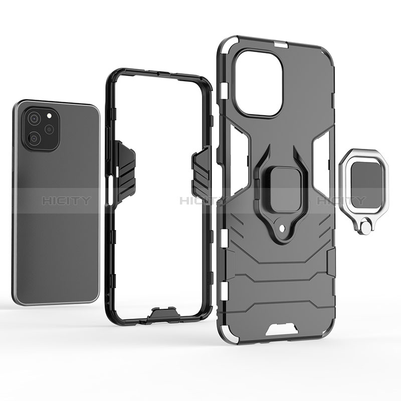 Funda Bumper Silicona y Plastico Mate Carcasa con Magnetico Anillo de dedo Soporte para Huawei Enjoy 50z