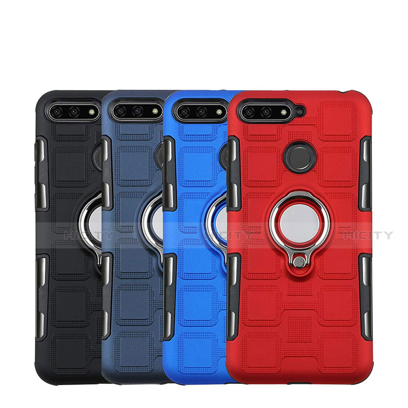 Funda Bumper Silicona y Plastico Mate Carcasa con Magnetico Anillo de dedo Soporte para Huawei Enjoy 8e