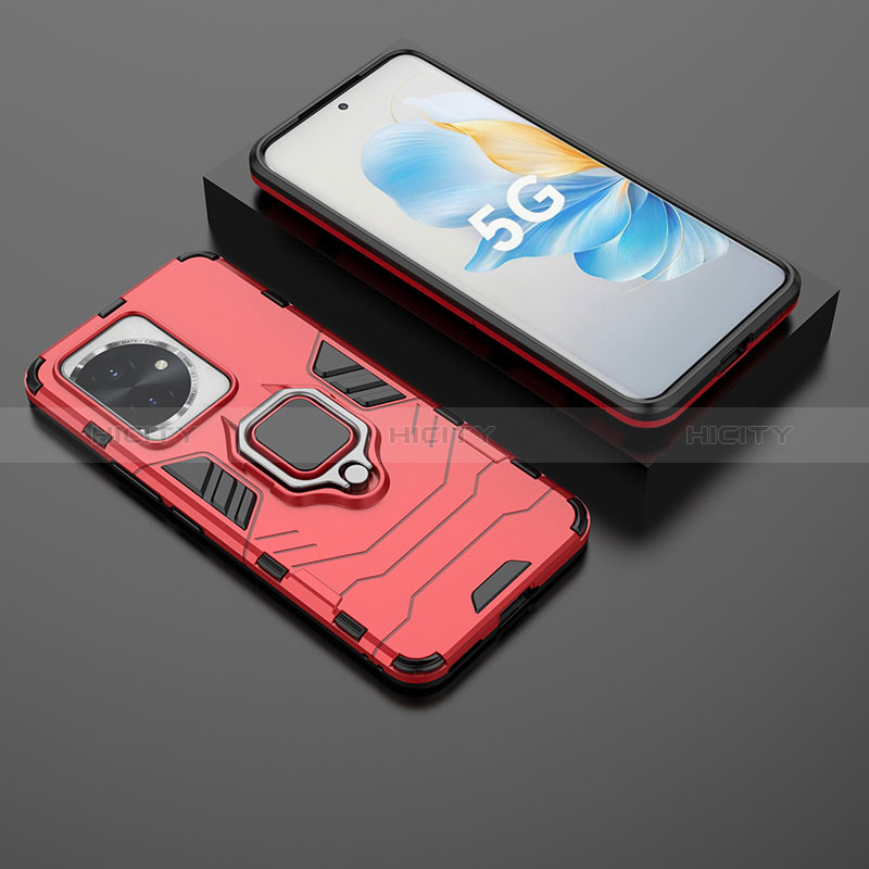 Funda Bumper Silicona y Plastico Mate Carcasa con Magnetico Anillo de dedo Soporte para Huawei Honor 100 5G