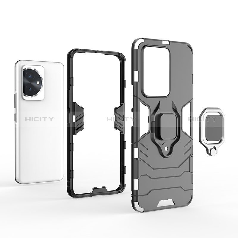 Funda Bumper Silicona y Plastico Mate Carcasa con Magnetico Anillo de dedo Soporte para Huawei Honor 100 5G