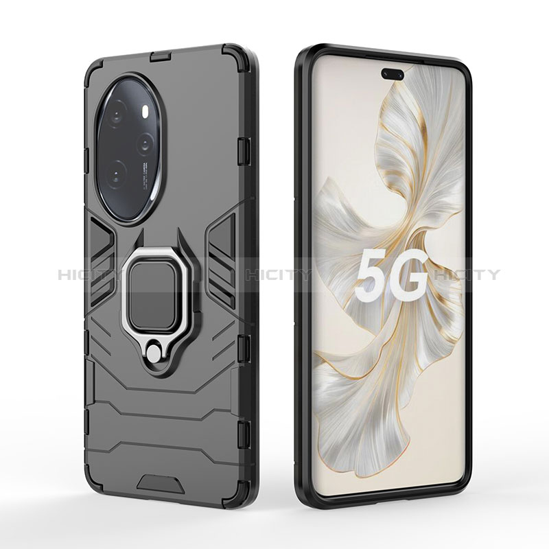 Funda Bumper Silicona y Plastico Mate Carcasa con Magnetico Anillo de dedo Soporte para Huawei Honor 100 Pro 5G