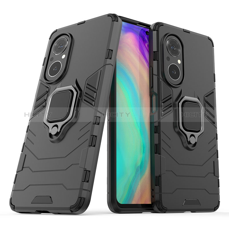 Funda Bumper Silicona y Plastico Mate Carcasa con Magnetico Anillo de dedo Soporte para Huawei Honor 50 SE 5G