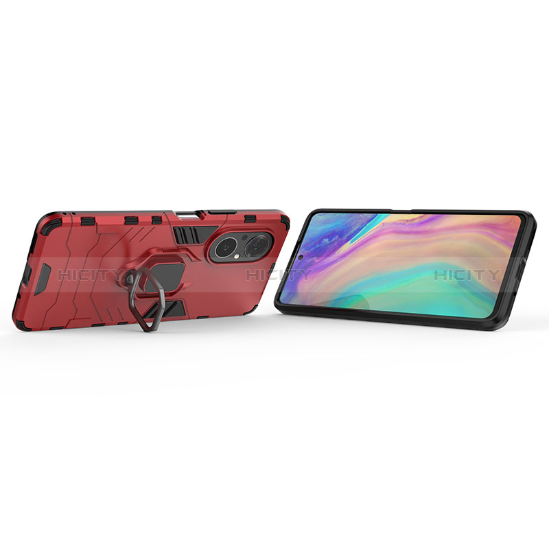 Funda Bumper Silicona y Plastico Mate Carcasa con Magnetico Anillo de dedo Soporte para Huawei Honor 50 SE 5G