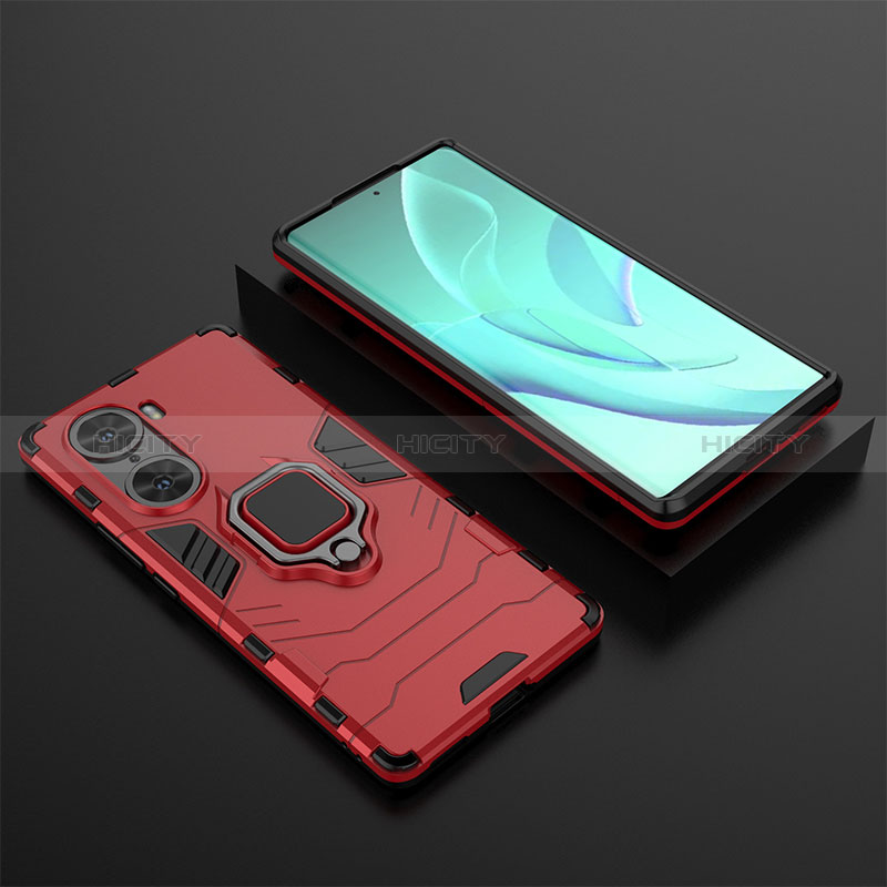 Funda Bumper Silicona y Plastico Mate Carcasa con Magnetico Anillo de dedo Soporte para Huawei Honor 60 5G