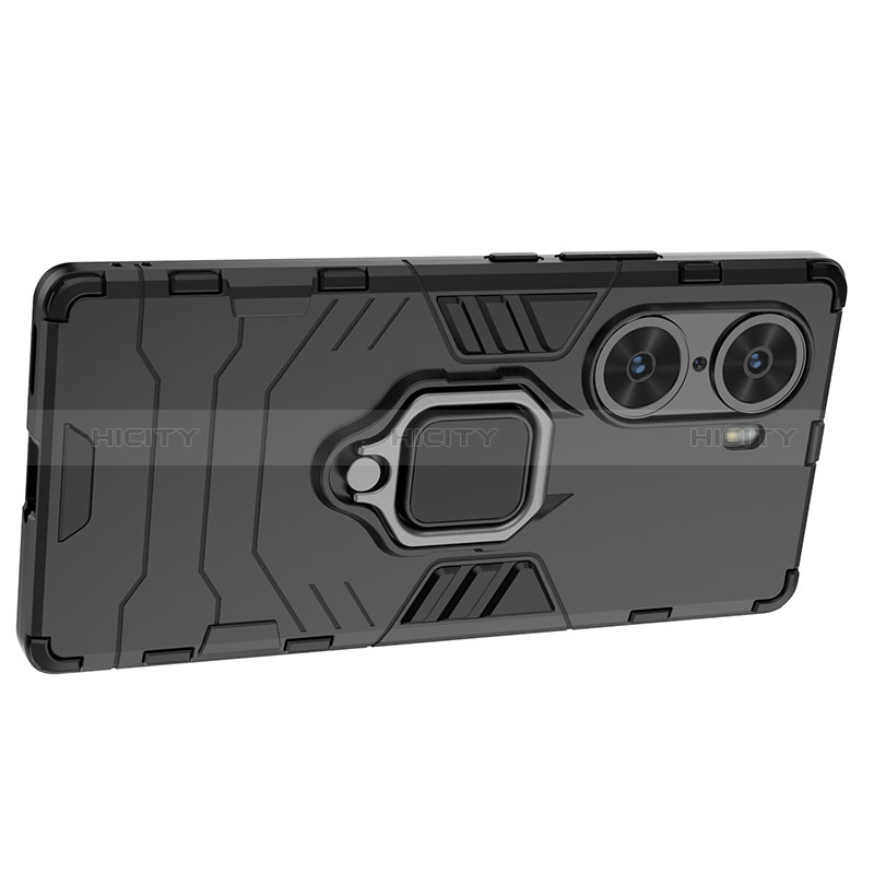 Funda Bumper Silicona y Plastico Mate Carcasa con Magnetico Anillo de dedo Soporte para Huawei Honor 60 Pro 5G