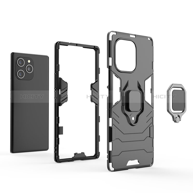 Funda Bumper Silicona y Plastico Mate Carcasa con Magnetico Anillo de dedo Soporte para Huawei Honor 60 SE 5G