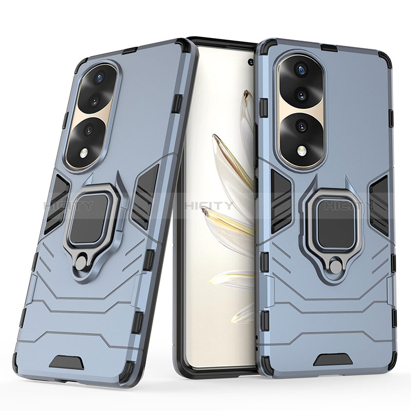 Funda Bumper Silicona y Plastico Mate Carcasa con Magnetico Anillo de dedo Soporte para Huawei Honor 70 Pro 5G