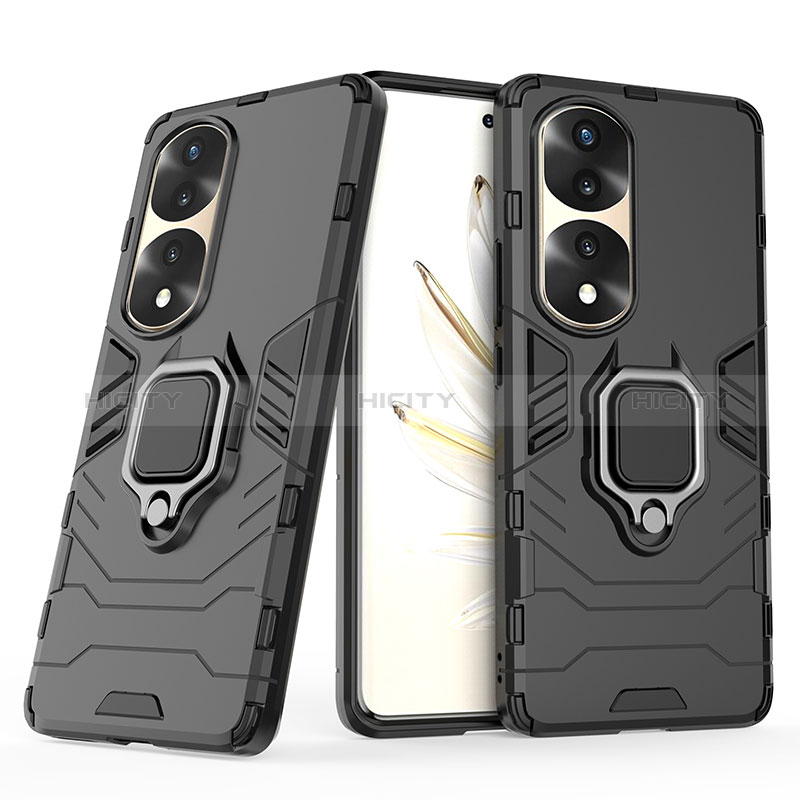 Funda Bumper Silicona y Plastico Mate Carcasa con Magnetico Anillo de dedo Soporte para Huawei Honor 70 Pro 5G