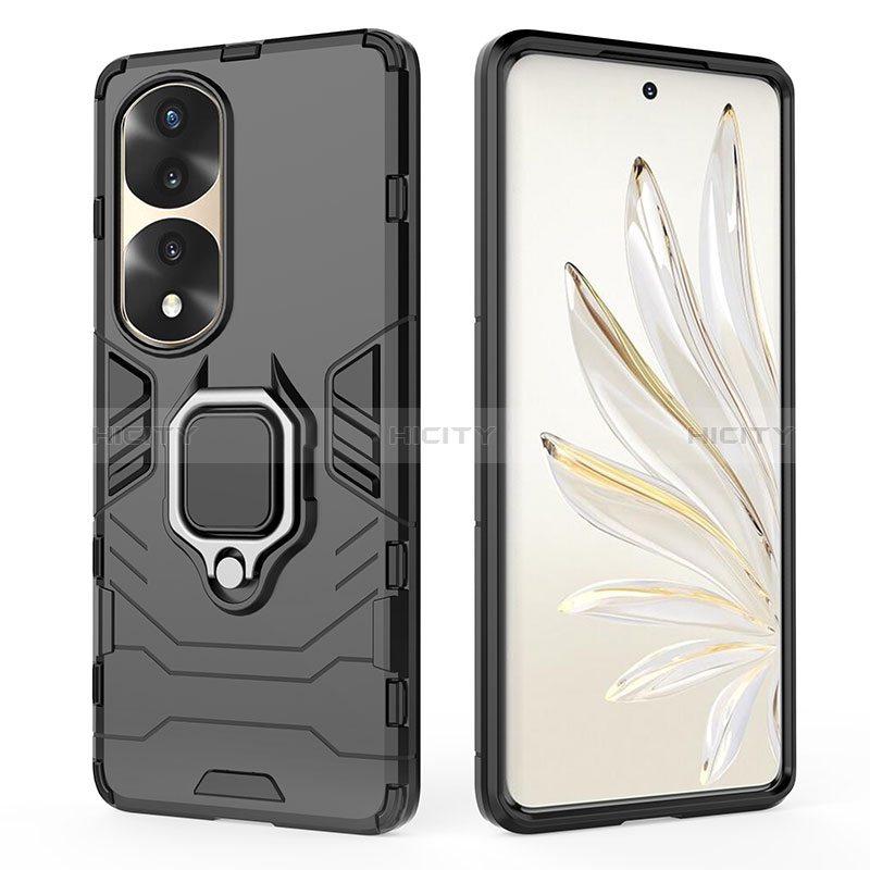 Funda Bumper Silicona y Plastico Mate Carcasa con Magnetico Anillo de dedo Soporte para Huawei Honor 70 Pro 5G