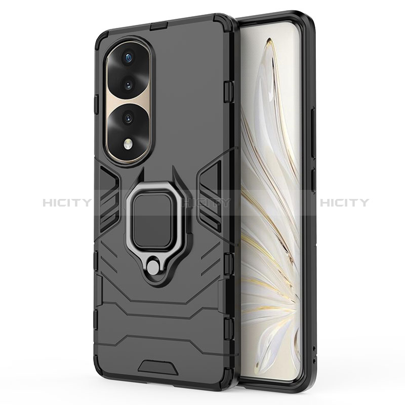 Funda Bumper Silicona y Plastico Mate Carcasa con Magnetico Anillo de dedo Soporte para Huawei Honor 70 Pro 5G