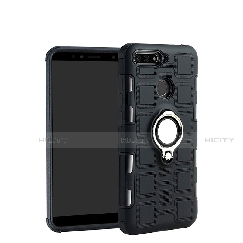 Funda Bumper Silicona y Plastico Mate Carcasa con Magnetico Anillo de dedo Soporte para Huawei Honor 7A