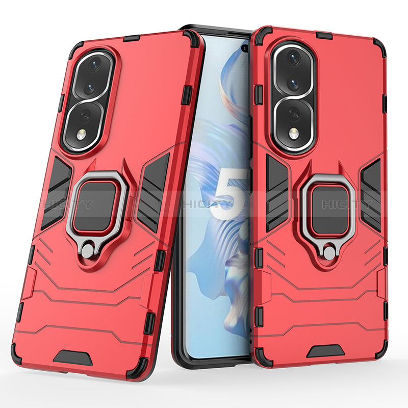 Funda Bumper Silicona y Plastico Mate Carcasa con Magnetico Anillo de dedo Soporte para Huawei Honor 80 Pro 5G