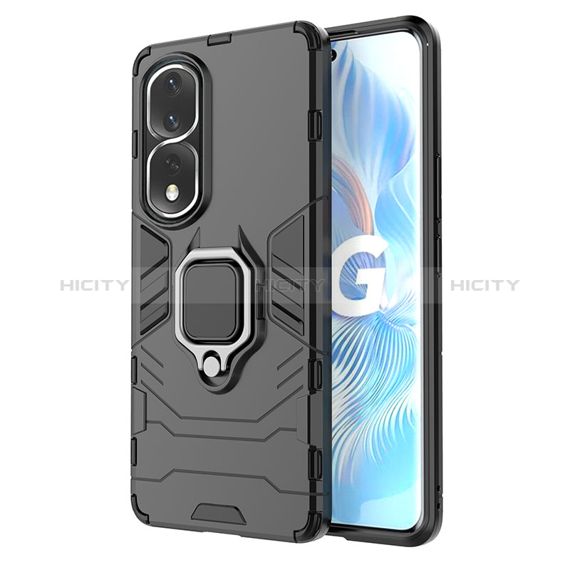 Funda Bumper Silicona y Plastico Mate Carcasa con Magnetico Anillo de dedo Soporte para Huawei Honor 80 Pro 5G