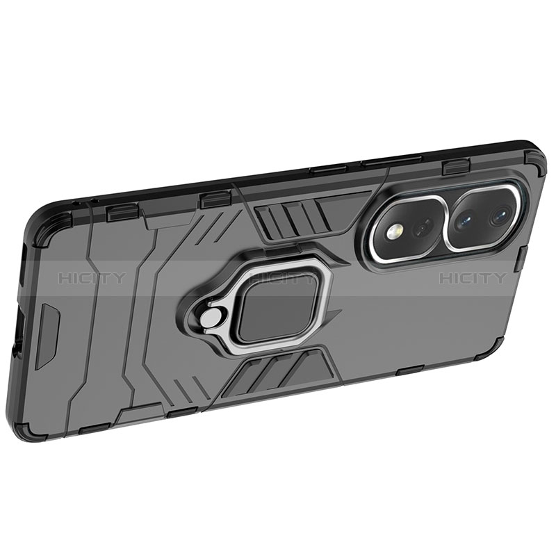 Funda Bumper Silicona y Plastico Mate Carcasa con Magnetico Anillo de dedo Soporte para Huawei Honor 80 Pro Flat 5G