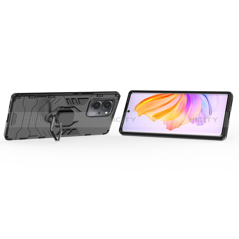 Funda Bumper Silicona y Plastico Mate Carcasa con Magnetico Anillo de dedo Soporte para Huawei Honor 80 SE 5G