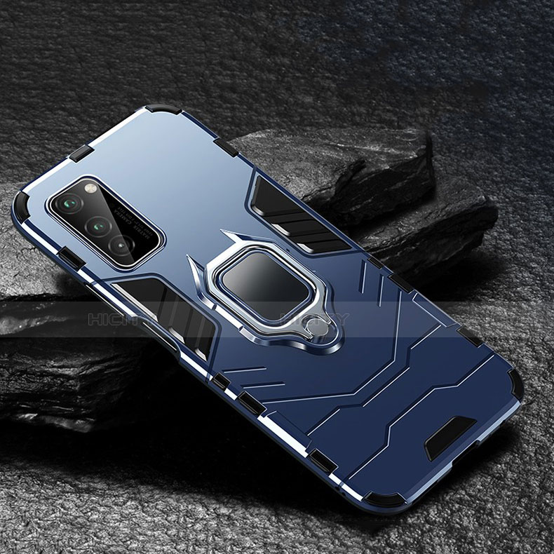Funda Bumper Silicona y Plastico Mate Carcasa con Magnetico Anillo de dedo Soporte para Huawei Honor V30 5G