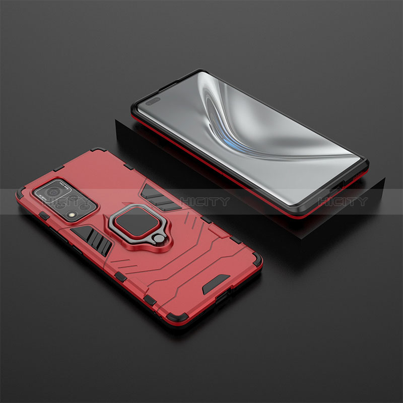 Funda Bumper Silicona y Plastico Mate Carcasa con Magnetico Anillo de dedo Soporte para Huawei Honor V40 5G