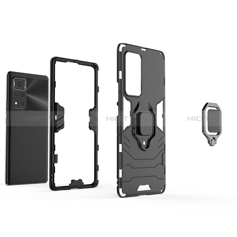 Funda Bumper Silicona y Plastico Mate Carcasa con Magnetico Anillo de dedo Soporte para Huawei Honor V40 5G