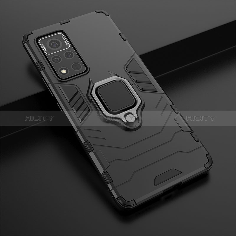 Funda Bumper Silicona y Plastico Mate Carcasa con Magnetico Anillo de dedo Soporte para Huawei Honor V40 5G