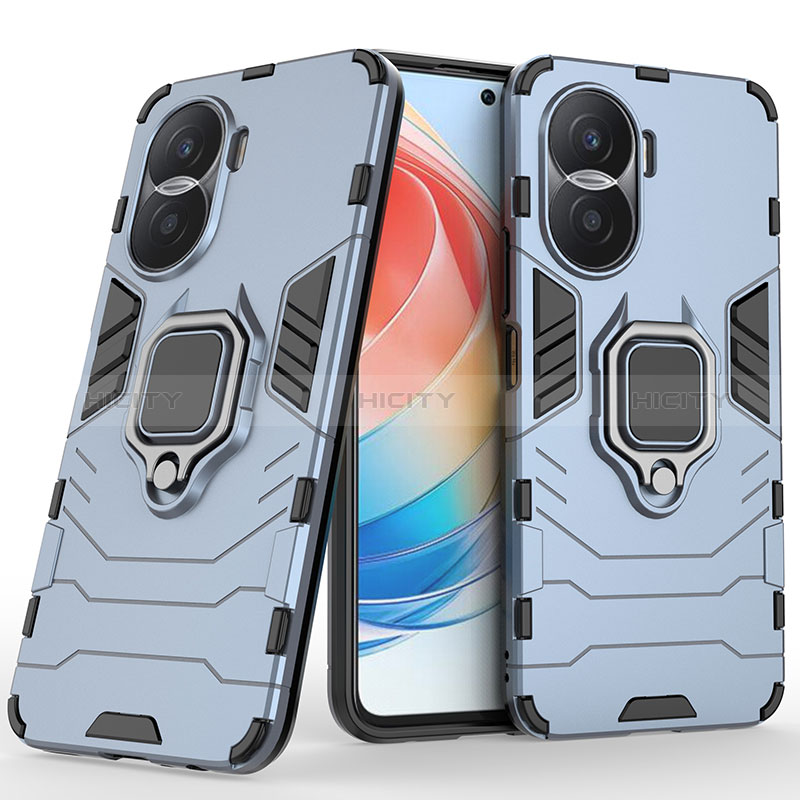 Funda Bumper Silicona y Plastico Mate Carcasa con Magnetico Anillo de dedo Soporte para Huawei Honor X40i 5G