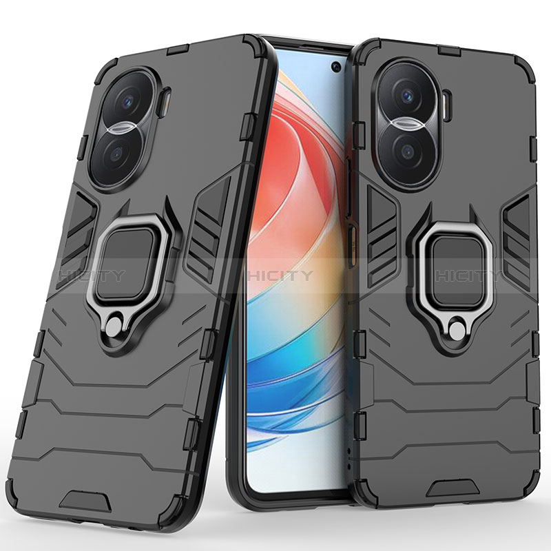 Funda Bumper Silicona y Plastico Mate Carcasa con Magnetico Anillo de dedo Soporte para Huawei Honor X40i 5G