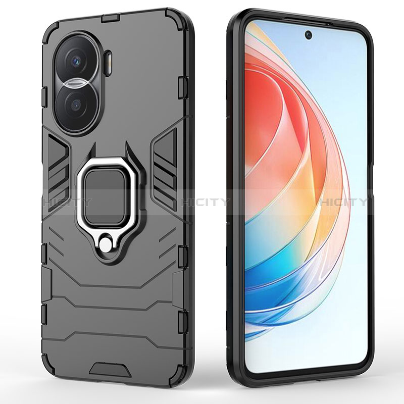 Funda Bumper Silicona y Plastico Mate Carcasa con Magnetico Anillo de dedo Soporte para Huawei Honor X40i 5G