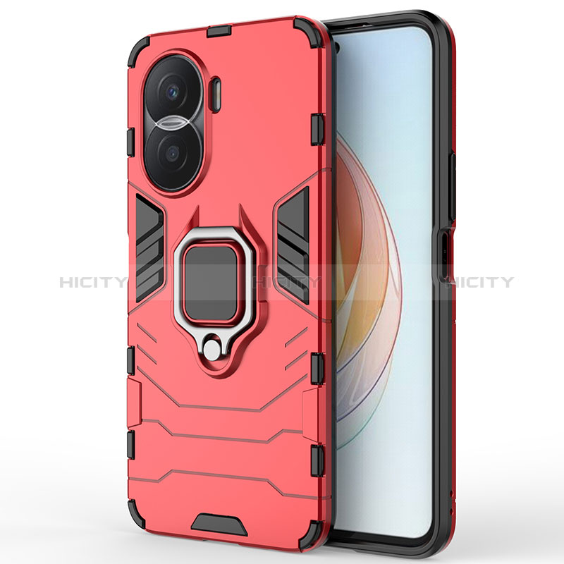 Funda Bumper Silicona y Plastico Mate Carcasa con Magnetico Anillo de dedo Soporte para Huawei Honor X40i 5G