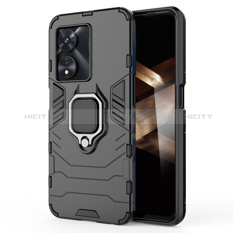 Funda Bumper Silicona y Plastico Mate Carcasa con Magnetico Anillo de dedo Soporte para Huawei Honor X5 Plus Negro