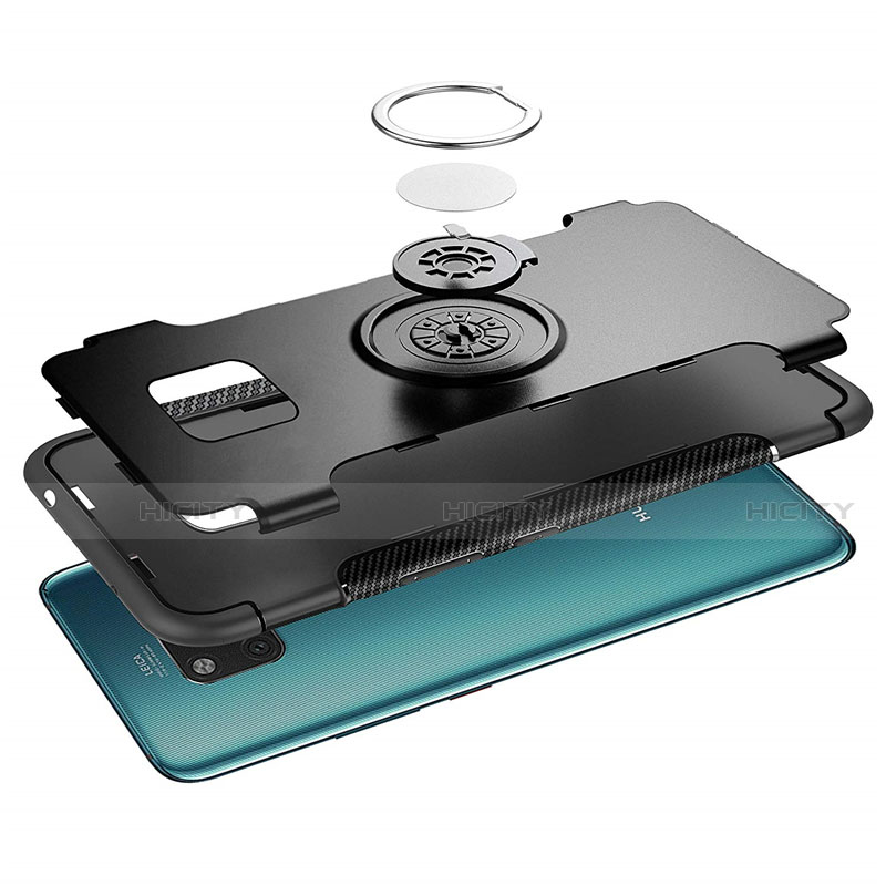 Funda Bumper Silicona y Plastico Mate Carcasa con Magnetico Anillo de dedo Soporte para Huawei Mate 20 Pro