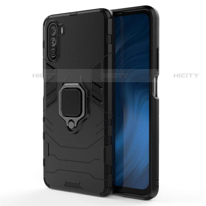 Funda Bumper Silicona y Plastico Mate Carcasa con Magnetico Anillo de dedo Soporte para Huawei Mate 40 Lite 5G Negro