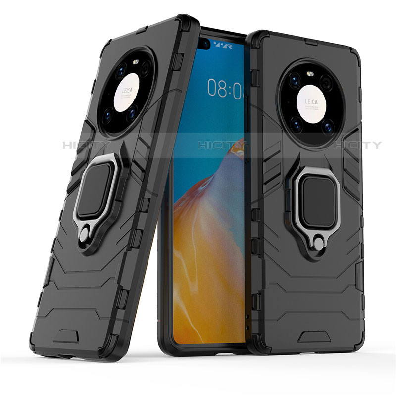 Funda Bumper Silicona y Plastico Mate Carcasa con Magnetico Anillo de dedo Soporte para Huawei Mate 40 Pro