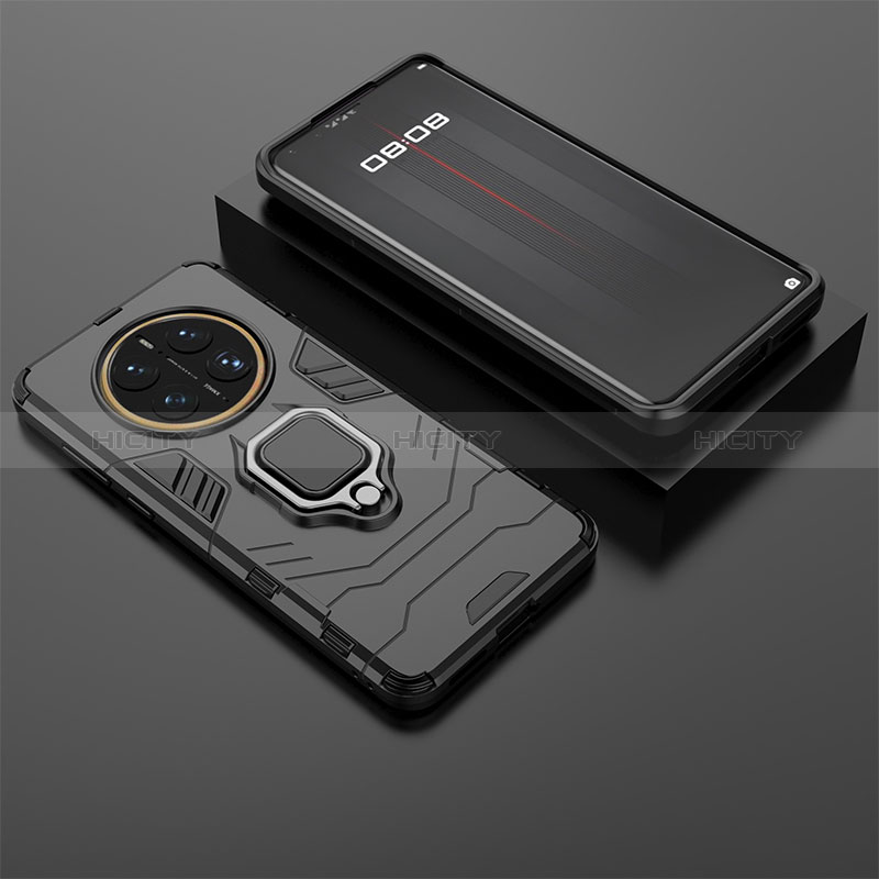 Funda Bumper Silicona y Plastico Mate Carcasa con Magnetico Anillo de dedo Soporte para Huawei Mate 50 Pro