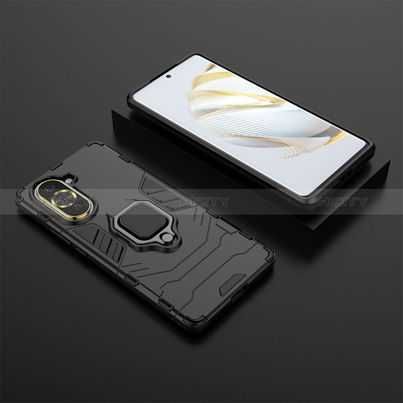 Funda Bumper Silicona y Plastico Mate Carcasa con Magnetico Anillo de dedo Soporte para Huawei Nova 10