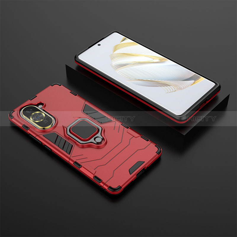 Funda Bumper Silicona y Plastico Mate Carcasa con Magnetico Anillo de dedo Soporte para Huawei Nova 10